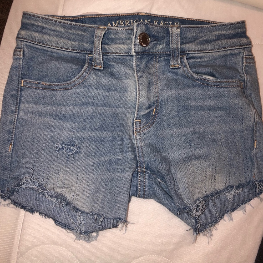 Light wash jean shorts